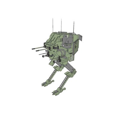 Sci-fi mecha soldier standing. Military futuristic robot