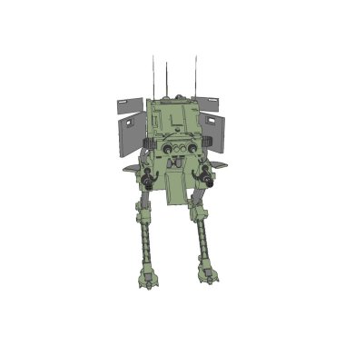 Sci-fi mecha soldier standing. Military futuristic robot