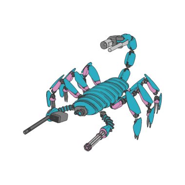 Sci-fi mecha soldier standing. Military futuristic robot