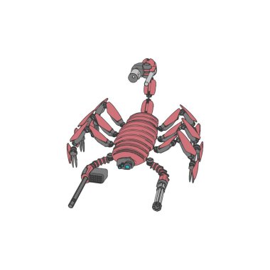 Sci-fi mecha soldier standing. Military futuristic robot