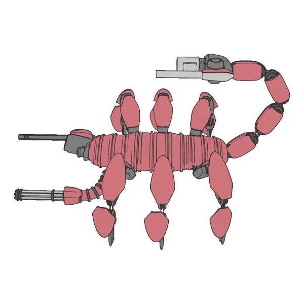 Sci-fi mecha soldier standing. Military futuristic robot — Stock vektor