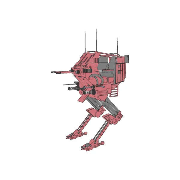 Sci-fi mecha soldier standing. Military futuristic robot — Stock vektor