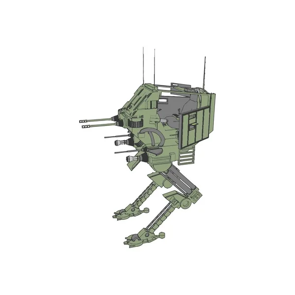 Sci-fi mecha soldier standing. Military futuristic robot — Stock vektor