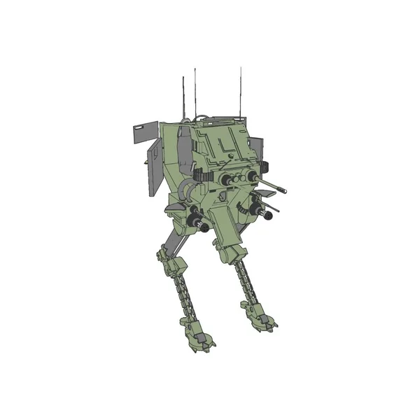 Sci-fi mecha soldier standing. Military futuristic robot — Stok Vektör