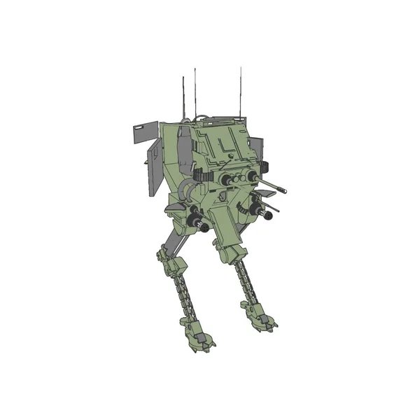 Sci-fi mecha soldier standing. Military futuristic robot — Stock vektor