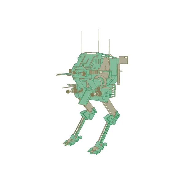 Sci-fi mecha soldier standing. Military futuristic robot — ストックベクタ