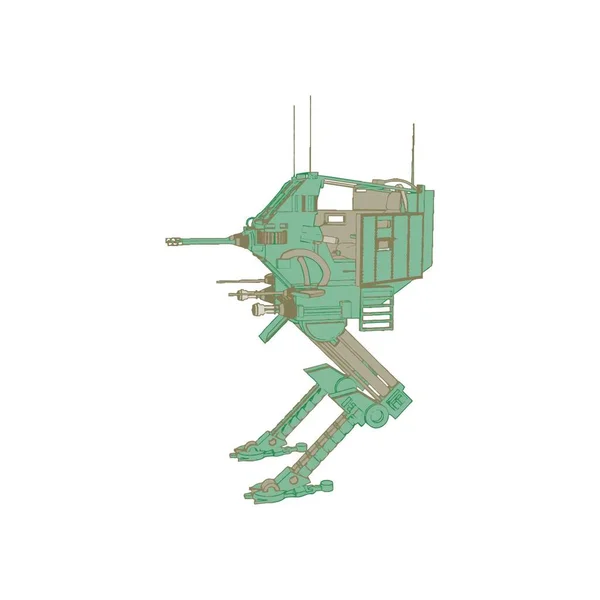 Sci-fi mecha soldier standing. Military futuristic robot — Stock vektor