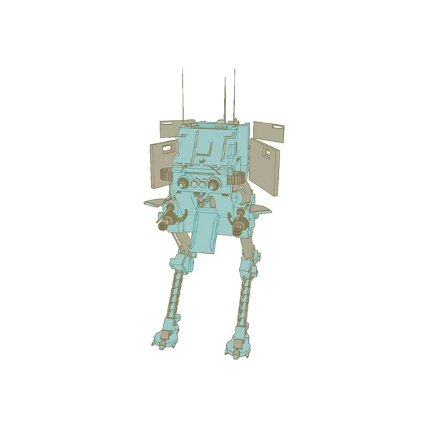 Sci-fi mecha soldier standing. Military futuristic robot — 图库矢量图片