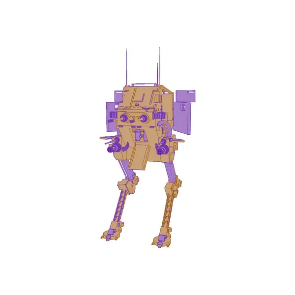 Sci-fi mecha soldier standing. Military futuristic robot — Stock vektor