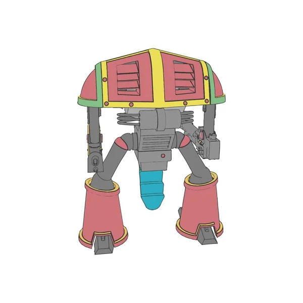 Vector illustration. Mecha in isolated color background. For t-shirt design, poster, sticker. — 스톡 벡터