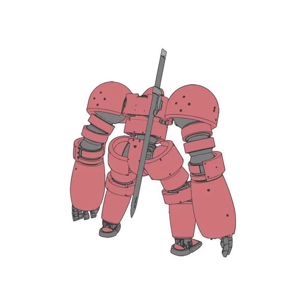 Vector illustration. Mecha in isolated color background. For t-shirt design, poster, sticker. — 图库矢量图片