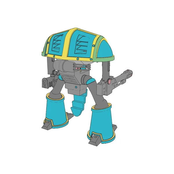 Vector illustration. Mecha in isolated color background. For t-shirt design, poster, sticker. — 图库矢量图片