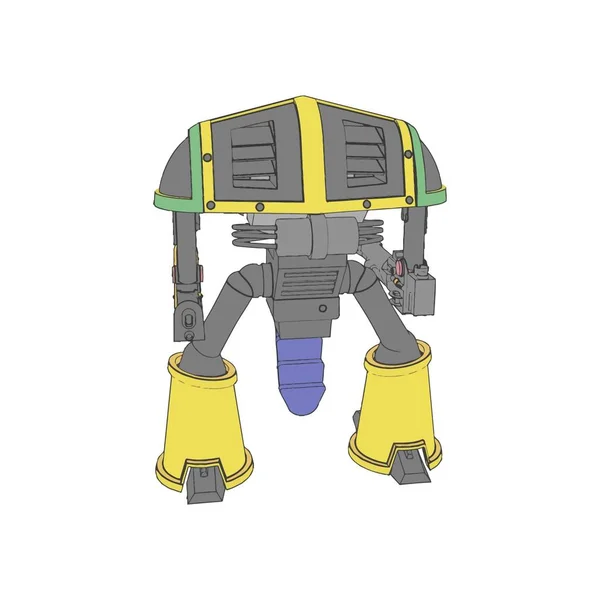 Vector illustration. Mecha in isolated color background. For t-shirt design, poster, sticker. — 图库矢量图片