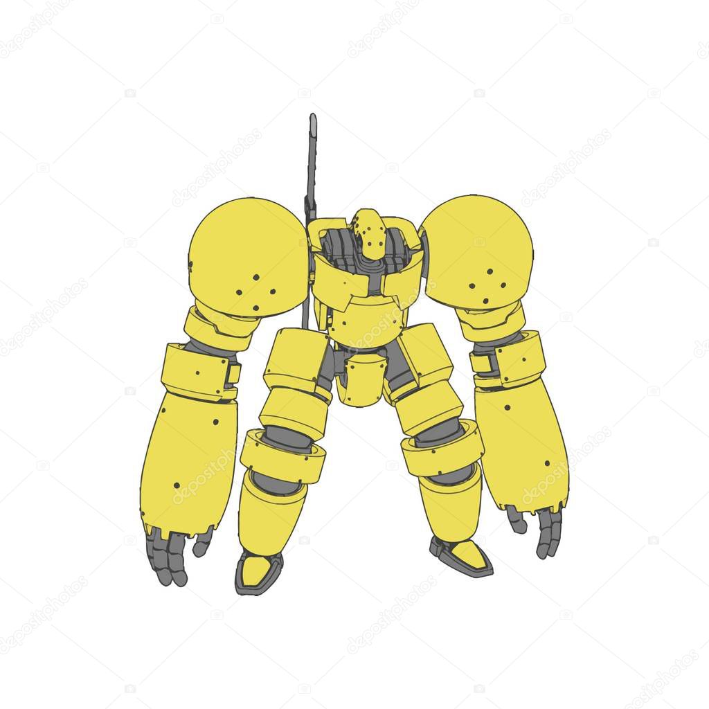 Vector illustration. Mecha in isolated color background. For t-shirt design, poster, sticker.