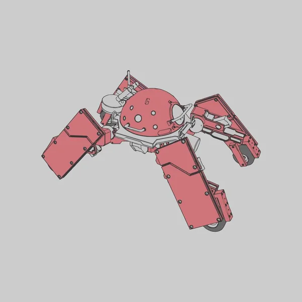 Vektorillustration. Mecha i isolerad bakgrund. För t-shirt design, affisch, klistermärke. — Stock vektor