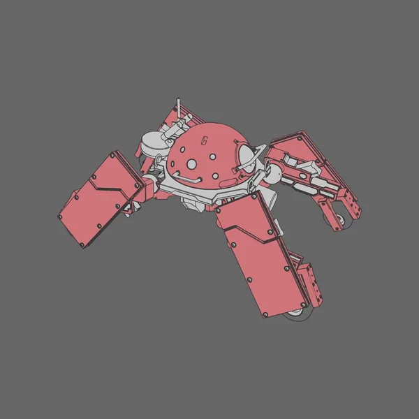 Vektorillustration. Mecha i isolerad bakgrund. För t-shirt design, affisch, klistermärke. — Stock vektor