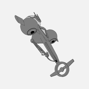 Vektör çizimi. İzole edilmiş arkaplanda bir uzay gemisi.