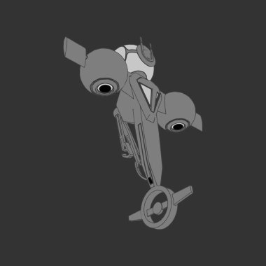 Vektör çizimi. İzole edilmiş arkaplanda bir uzay gemisi.