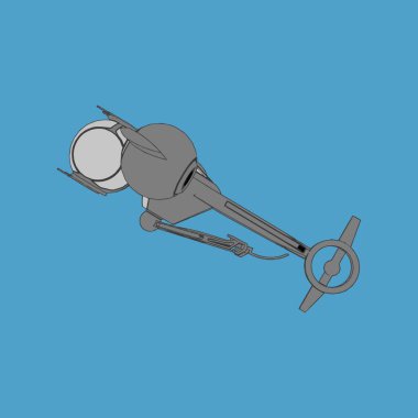 Vektör çizimi. İzole edilmiş arkaplanda bir uzay gemisi.