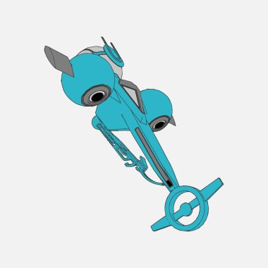 Vektör çizimi. İzole edilmiş arkaplanda bir uzay gemisi.