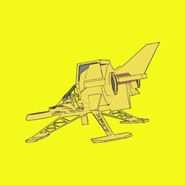 Vektör çizimi. İzole edilmiş arkaplanda bir uzay gemisi.