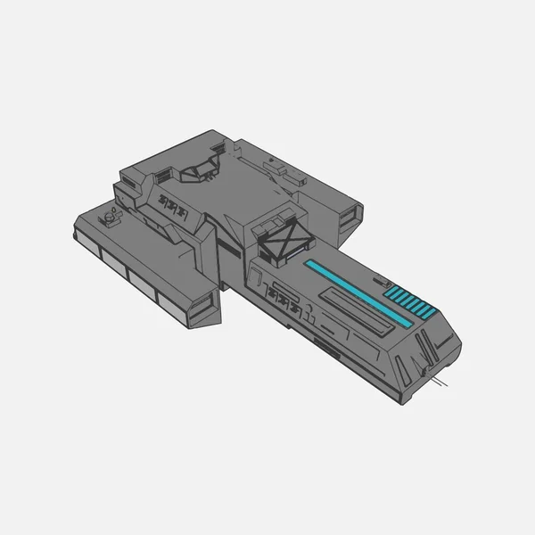 Illustration vectorielle. Navire spatial en arrière-plan isolé . — Image vectorielle