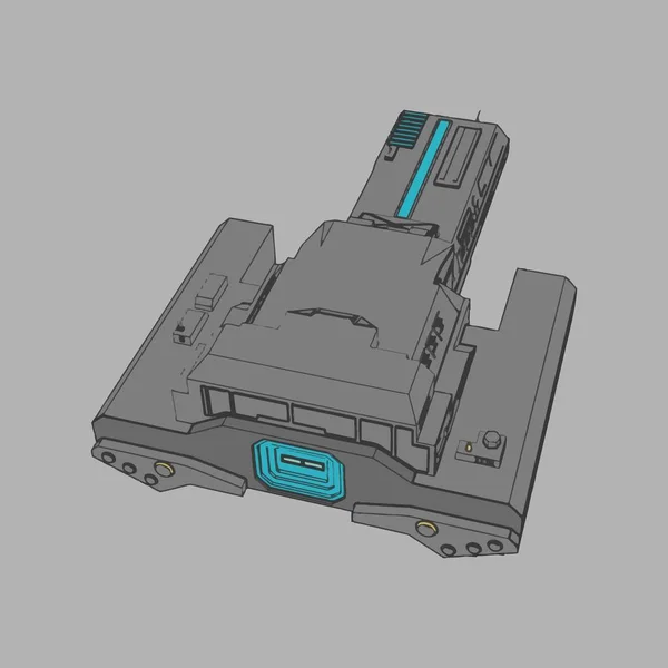 Vektör çizimi. İzole edilmiş arkaplanda bir uzay gemisi. — Stok Vektör