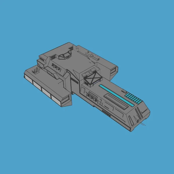 Illustration vectorielle. Navire spatial en arrière-plan isolé . — Image vectorielle