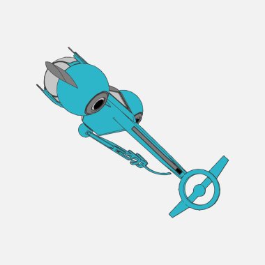 Vektör çizimi. İzole edilmiş arkaplanda bir uzay gemisi.