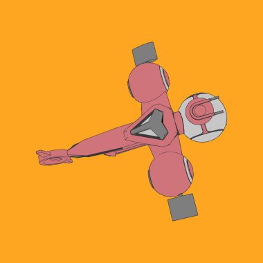 Vektör çizimi. İzole edilmiş arkaplanda bir uzay gemisi.