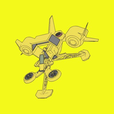 Vektör çizimi. İzole edilmiş arkaplanda bir uzay gemisi.