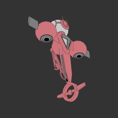 Vektör çizimi. İzole edilmiş arkaplanda bir uzay gemisi.