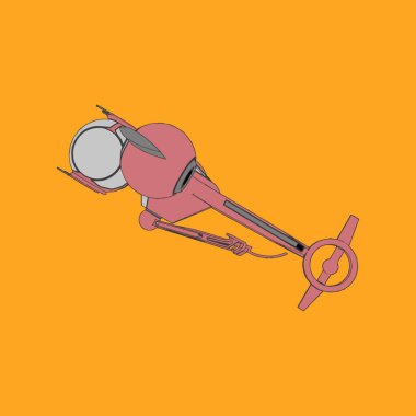 Vektör çizimi. İzole edilmiş arkaplanda bir uzay gemisi.