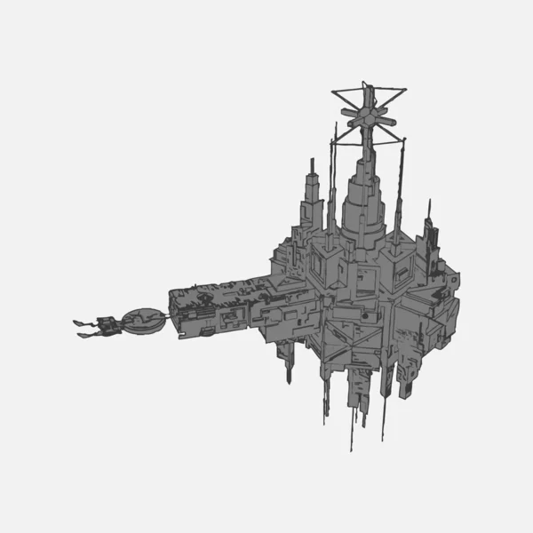 ベクトルイラスト隔離された背景の宇宙船. — ストックベクタ