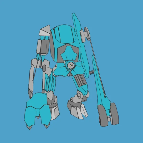 Vektorillustration. Mecha i isolerad bakgrund. För t-shirt design, affisch, klistermärke. — Stock vektor