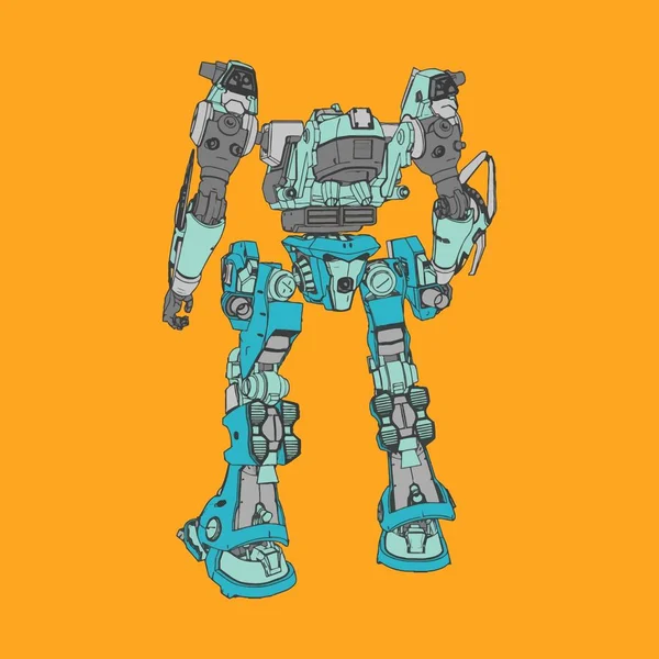 Vector illustration. Mecha in isolated background. For t-shirt design, poster, sticker. — Stock Vector