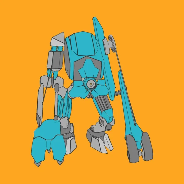 Vektorillustration. Mecha i isolerad bakgrund. För t-shirt design, affisch, klistermärke. — Stock vektor