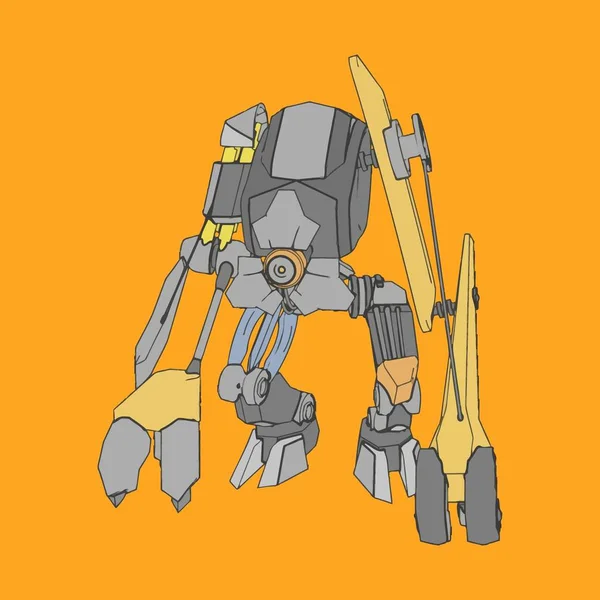 Vector illustration. Mecha in isolated background. For t-shirt design, poster, sticker. — Stock Vector