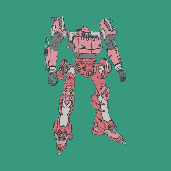 Vector illustration. Mecha in isolated background. For t-shirt design, poster, sticker. — Stock Vector