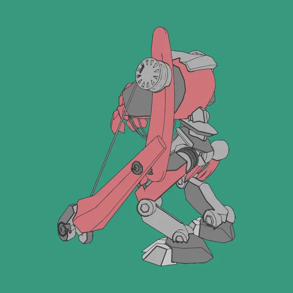 벡터 일러스트. mecha 는 고립된 배경에 있습니다. 티셔츠 디자인, 포스터, 스티커등을 위한 것입니다.. — 스톡 벡터