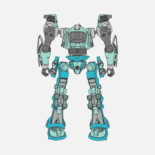 Vector illustration. Mecha in isolated background. For t-shirt design, poster, sticker. — Stock Vector