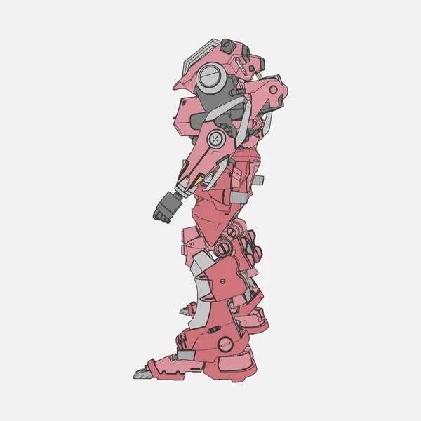 Vector illustration. Mecha in isolated background. For t-shirt design, poster, sticker. — Stock Vector