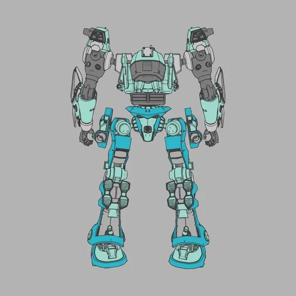 벡터 일러스트. mecha 는 고립된 배경에 있습니다. 티셔츠 디자인, 포스터, 스티커등을 위한 것입니다.. — 스톡 벡터