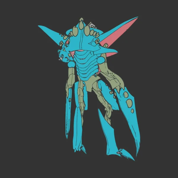 Vektorillustration. Mecha i isolerad bakgrund. För t-shirt design, affisch, klistermärke. — Stock vektor