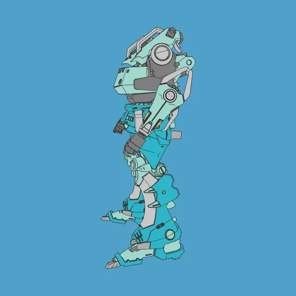 Vektorillustration. Mecha i isolerad bakgrund. För t-shirt design, affisch, klistermärke. — Stock vektor