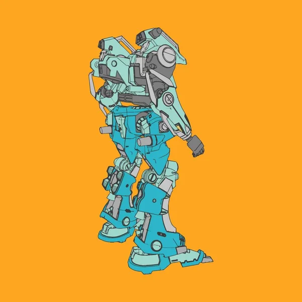 Vector illustration. Mecha in isolated background. For t-shirt design, poster, sticker. — Stock Vector