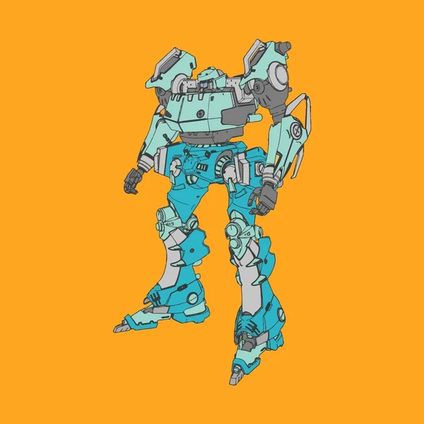 Vektorillustration. mecha in isoliertem Hintergrund. für T-Shirt-Design, Poster, Aufkleber. — Stockvektor