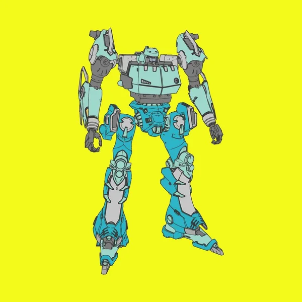 Vector illustration. Mecha in isolated background. For t-shirt design, poster, sticker. — Stock Vector