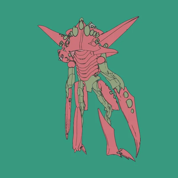 Vektorillustration. Mecha i isolerad bakgrund. För t-shirt design, affisch, klistermärke. — Stock vektor