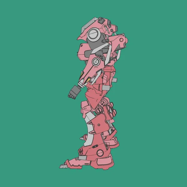 Vektorillustration. Mecha i isolerad bakgrund. För t-shirt design, affisch, klistermärke. — Stock vektor